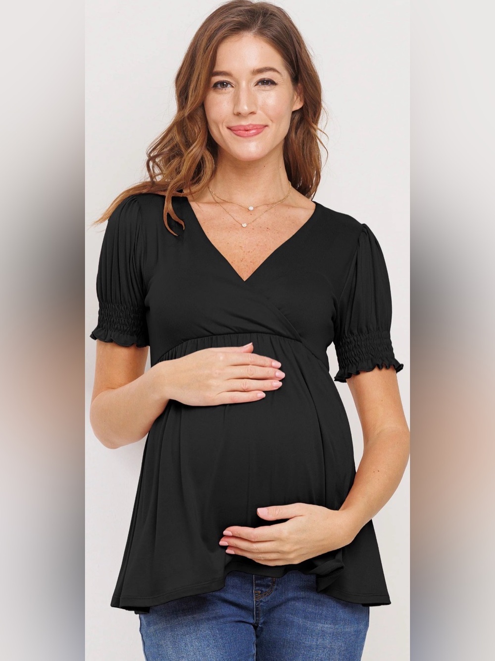 Maternity V-Neck Empire Waist Dress in Black NEW WITH TAGS NEVER WORN